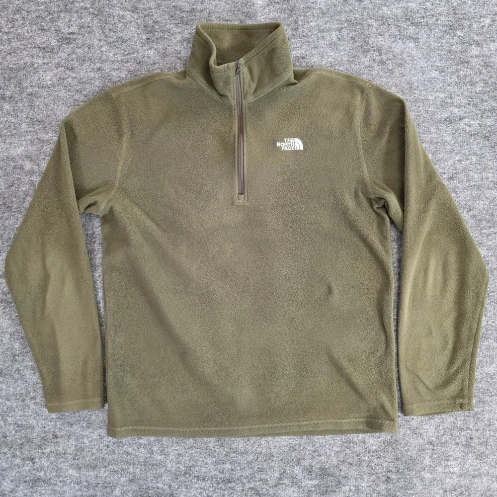 The‎ North Face Pullover Mens Medium Green Fleece 1/4 Zip Polartec Casual Jacket